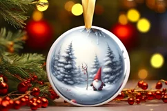 Winter Gnomes Snow Round Ornament Sublimation PNG Product Image 1