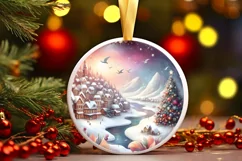 Colorful Winter Town Snowflake Round Ornament Sublimation Product Image 3