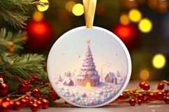 Round Christmass Ornament with Pastell Candy Scene Product Image 2