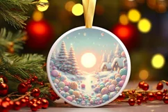 Round Christmass Ornament with Pastell Candy Scene Product Image 3