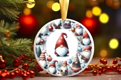 Colorful Winter Gnomes Round Ornament Sublimation PNG Product Image 3
