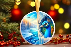 Peacock Smiling Round Ornament Sublimation PNG Product Image 3
