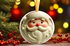 Santa 3D White Background Ornament Sublimation PNG Product Image 2