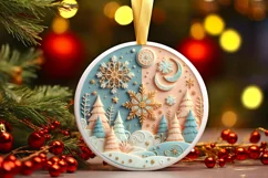 Round Christmas Ornament Sublimation|Clipart Product Image 1