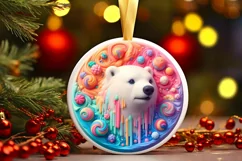 Polar Bear Round Ornament Sublimation PNG Product Image 3