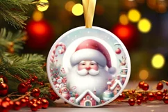Winter Scene Round Ornament Sublimation PNG Product Image 3