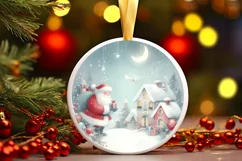 Winter Scene Round Ornament Sublimation PNG Product Image 3
