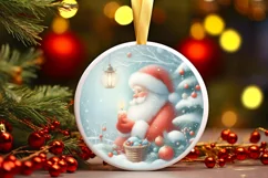 Winter Scene Round Ornament Sublimation PNG Product Image 2
