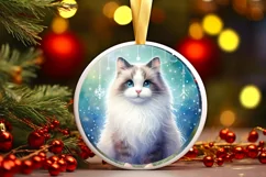 Colorful Christmas Cat Sublimation PNG Product Image 1