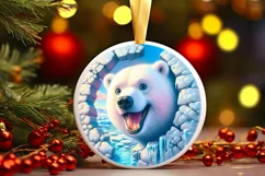 Melting Ice Wall Round Winter Sloth Ornament PNG Product Image 3