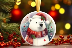 Colorful Watercolor Winter Polar Bear PNG Product Image 2