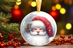 Santa with Santa Round Ornament Sublimation PNG Product Image 2