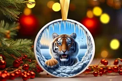 Melting Ice Wall Round Sticker Winter Ornament Sublimation Product Image 3