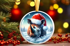 Winter Scene Round Ornament Sublimation PNG Product Image 2