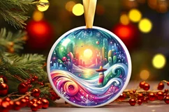 Colorfull Pastell Winter Scene with Mexican Person PNG Product Image 2