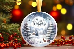 Winter Scene with Merry Christmas Round Sublimation PNG Product Image 1