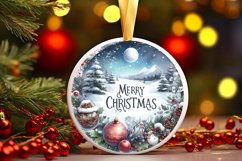 Winter Scene with Merry Christmas Round Sublimation PNG Product Image 2