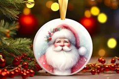Santa Round Ornament Sublimation PNG Product Image 1