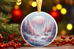 Pastel Molten Candy Winter Scene Round Ornament Sublimation Product Image 1