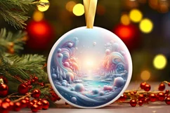 Pastel Molten Candy Winter Scene Round Ornament Sublimation Product Image 1