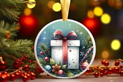 Christmass Gnome Watercolor Round Ornament Christmas Winter Product Image 3