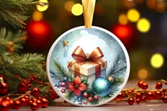 Christmass Gnome Watercolor Round Ornament Christmas Winter Product Image 1