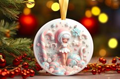 Santa's GIrl Round Sublimation PNG Product Image 3