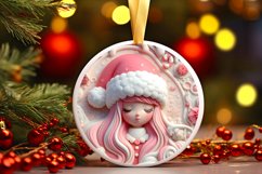Santa's GIrl Round Sublimation PNG Product Image 3