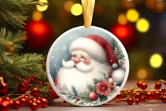 Santa Round Ornament Sublimation PNG Product Image 3