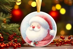 Watercolor Santa Image Round Sticker Ornament PNG Product Image 3