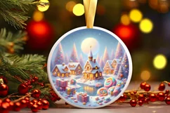 Detailed Molten Candy Painting Round Ornament Christmas Product Image 1