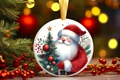 Santa Round Ornament Sublimation PNG Product Image 3