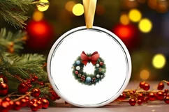 Santa Round Ornament Sublimation PNG Product Image 3