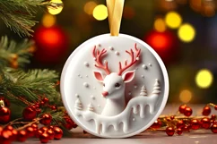 3D Marzipan Deer Round Ornament Sublimation PNG Product Image 3