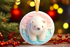 Pastel Polar Bear Winter Scene PNG Product Image 2