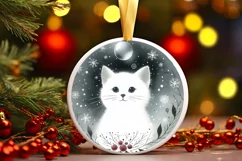 Cat Christmas Ornament Sublimation PNG Product Image 1