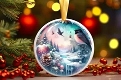 Winter Scene with Penguins Christmas Ornament PNG Product Image 3