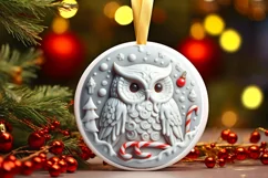 3D Like Christmas Owl Ornament Sublimation PNG Product Image 2