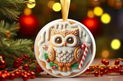 3D Like Christmas Owl Ornament Sublimation PNG Product Image 3