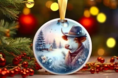 Round Christmas Ornament with Cowboy PNG Product Image 3