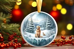 Winter Scene with Cow and Dog PNG Product Image 1