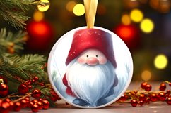 Christmas Gnome Round Ornament Sublimation PNG Product Image 1