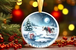 Winter Cowboy Round Ornament Sublimation PNG Product Image 2