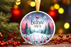 a simple vibrant winter scene believe in santa ornament Product Image 3