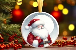 Santa Watercolor Ornament Sublimation PNG Product Image 1