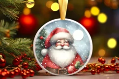 Santa Watercolor Ornament Sublimation PNG Product Image 2