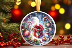 Christmas Gift Round Ornament Sublimation PNG Product Image 2