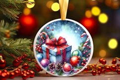 Christmas Gift Round Ornament Sublimation PNG Product Image 2