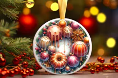 Round Christmass Ornament Sublimation|Clipart Product Image 1