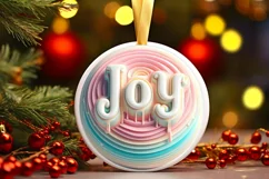 Pastel 3D Joy Round Sticker Ornament PNG Product Image 3